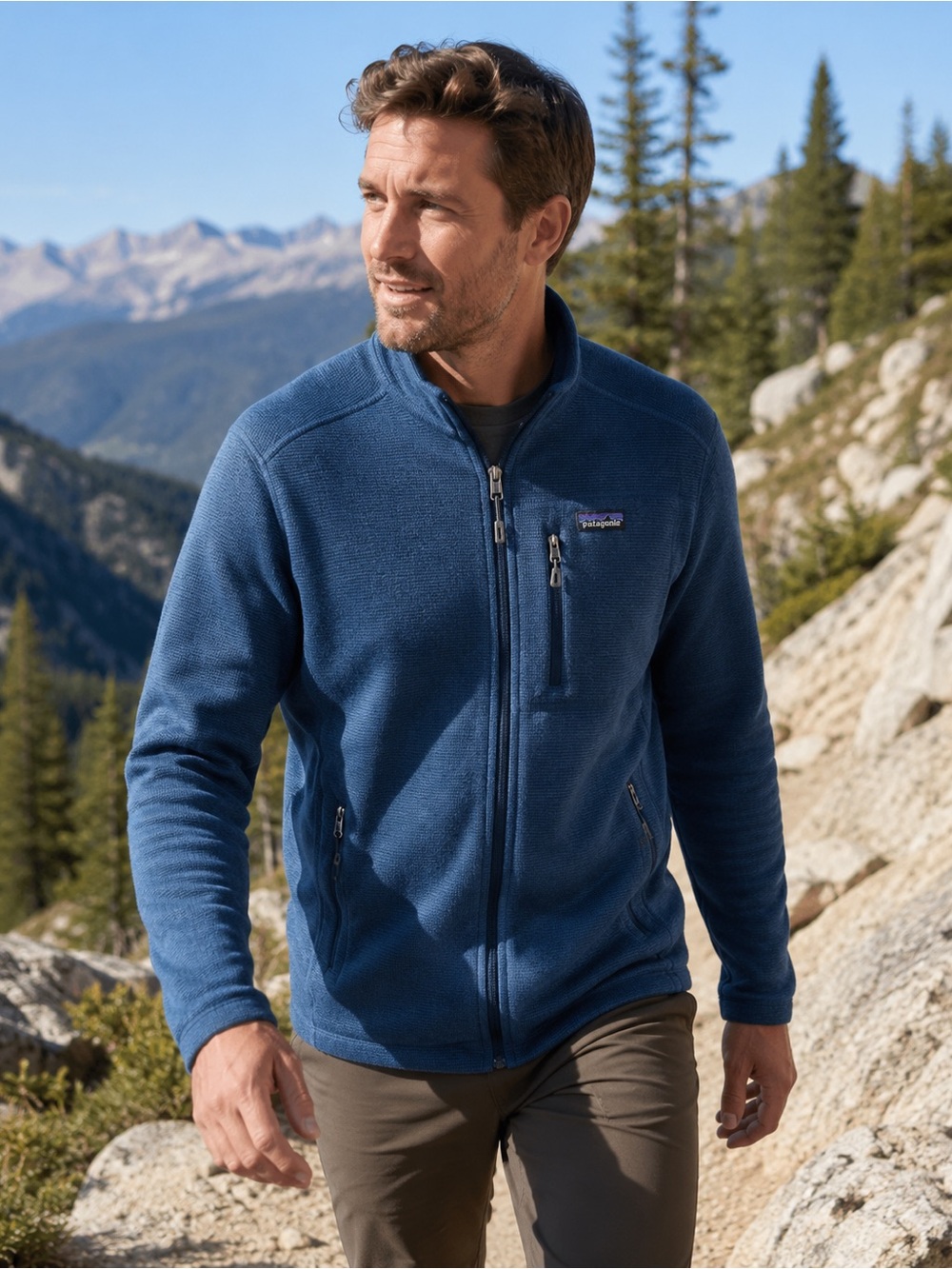 Patagonia Men's Oakes Discontinued Glass Blue Full Zip Fleece Jacket Sz M